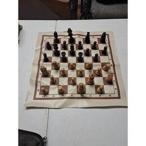 Travel Chess Game With Roll Up Vinyl Board.  Comes With Carrying Case